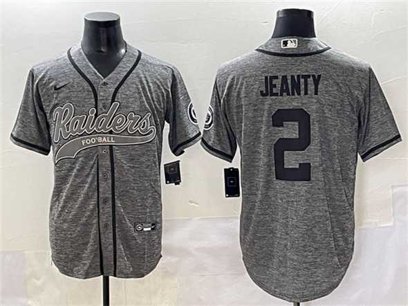 Men%27s Las Vegas Raiders #2 Ashton Jeanty Grey Cool Base Stitched Baseball Jersey